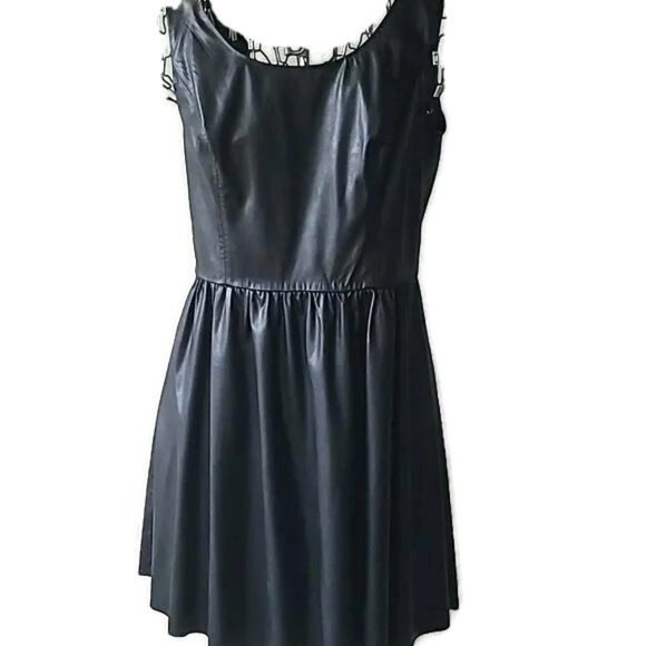 Vakko Sport Womens Faux Black Leather Dress  size Large NWT - Picture 1 of 11